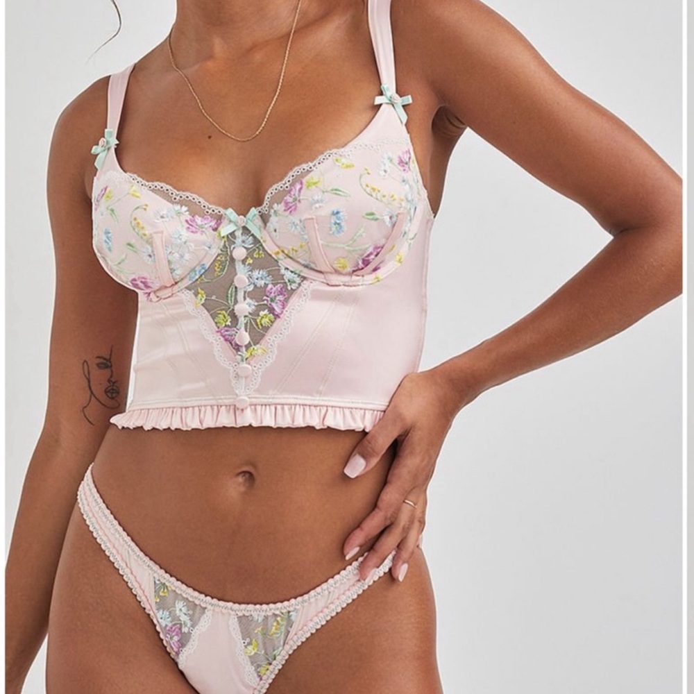 For Love & Lemons Midsummer Floral Bustier Pastel Pink Victoria's Secret - Picture 6 of 7